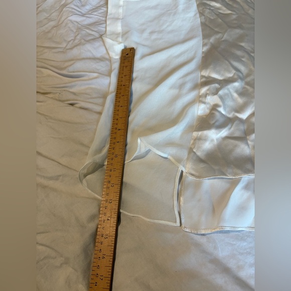 Zara silk short sleeve button down blouse oversized small white cream - Picture 8 of 10